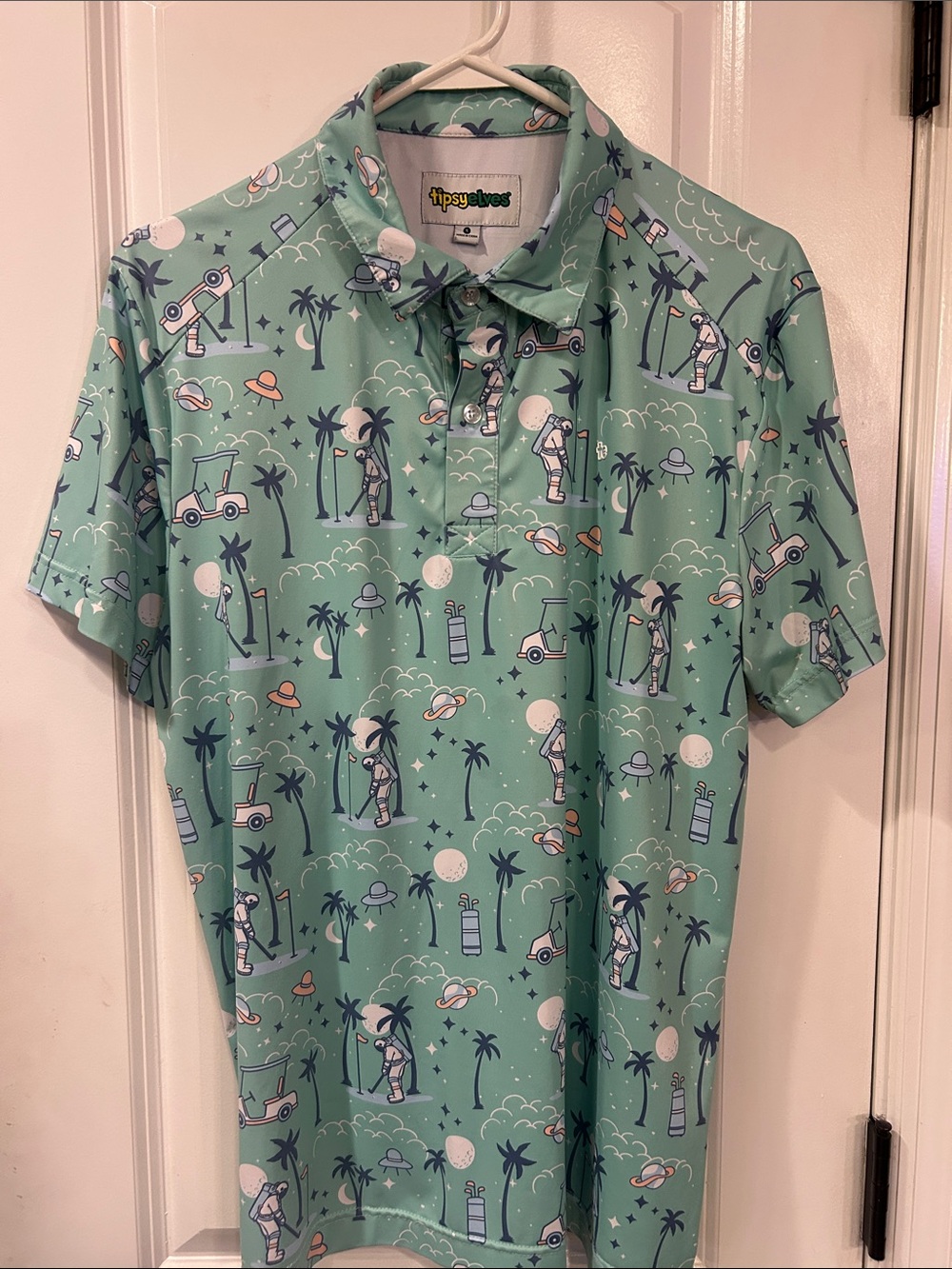 Tipsy Elves Mint Green Golf Scene Polo Shirt